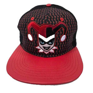 Harley Quinn Adjustable Snapback Black and Red Flat Bill - DC Comics Originals
